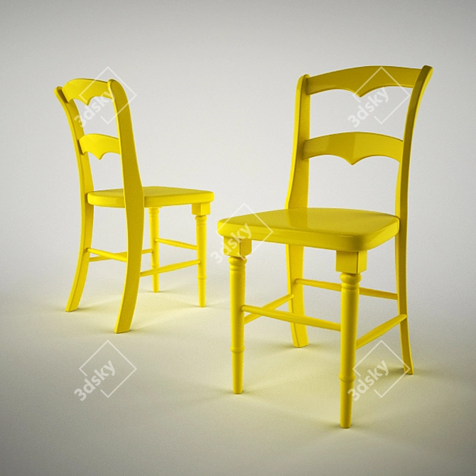 Elegant Wooden Chair 3D model image 1