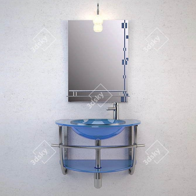 Elegant Glass Bathroom Sink 3D model image 1