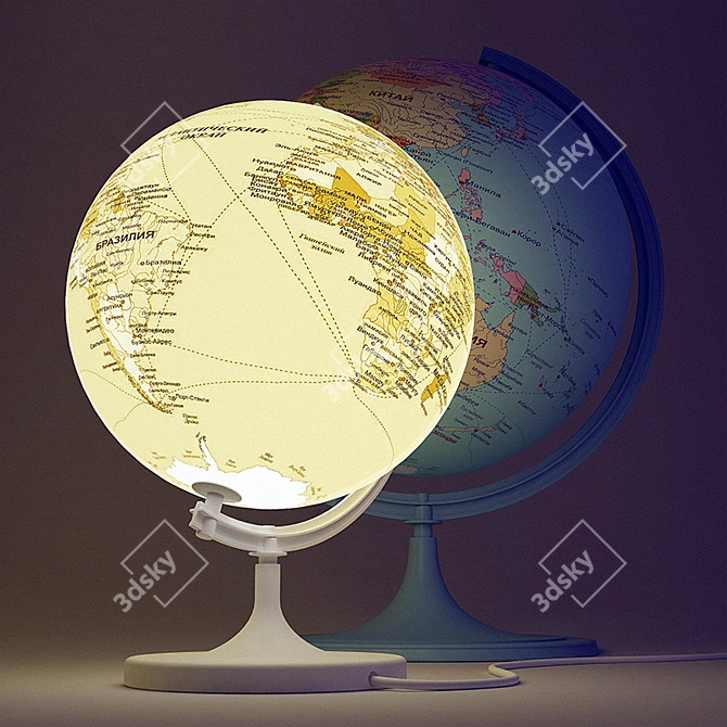 Title: Vintage Globe with Glow 3D model image 2