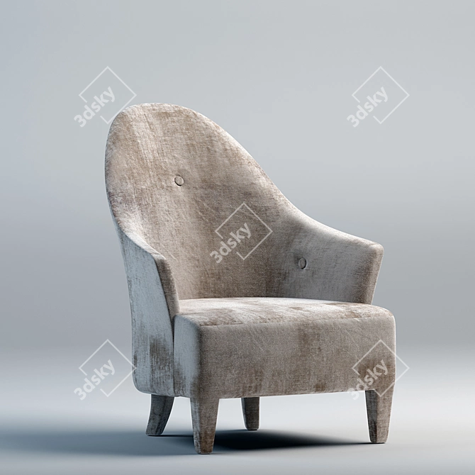 Velvet Bliss Chair 3D model image 1