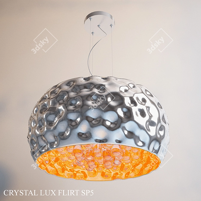 Crystal Lux Flirt SP5: Elegant Chrome Chandelier - 5-Light, 25cm Height 3D model image 1