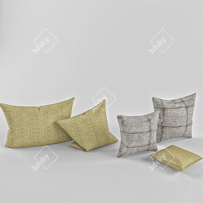 Dreamy Comfort: Cloud-Like Pillows 3D model image 1