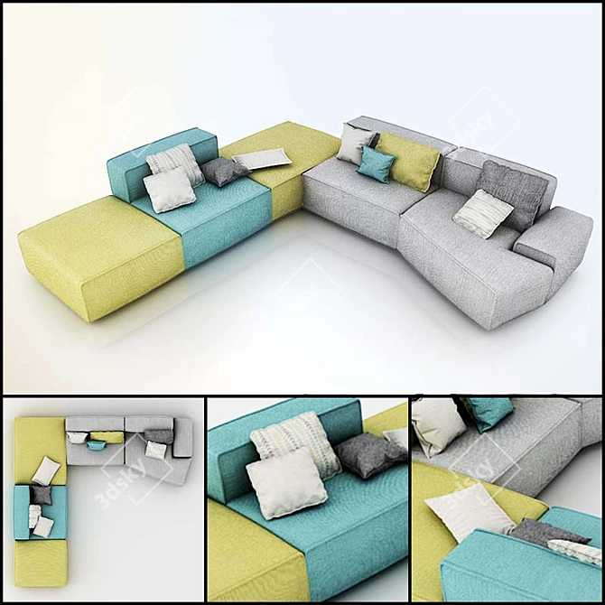 Sophisticated Modern Sofa 3D model image 1