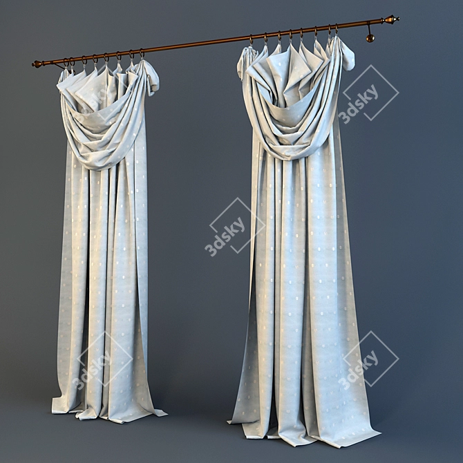 Elegant Drapes: Versatile Curtain Set 3D model image 1