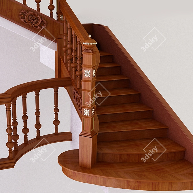 Classic Staircase | Elegant and Timeless 3D model image 1