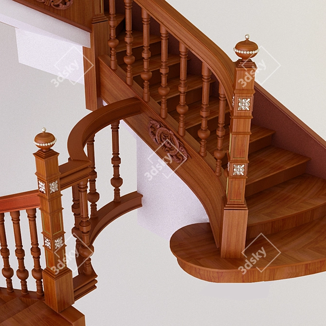 Classic Staircase | Elegant and Timeless 3D model image 2