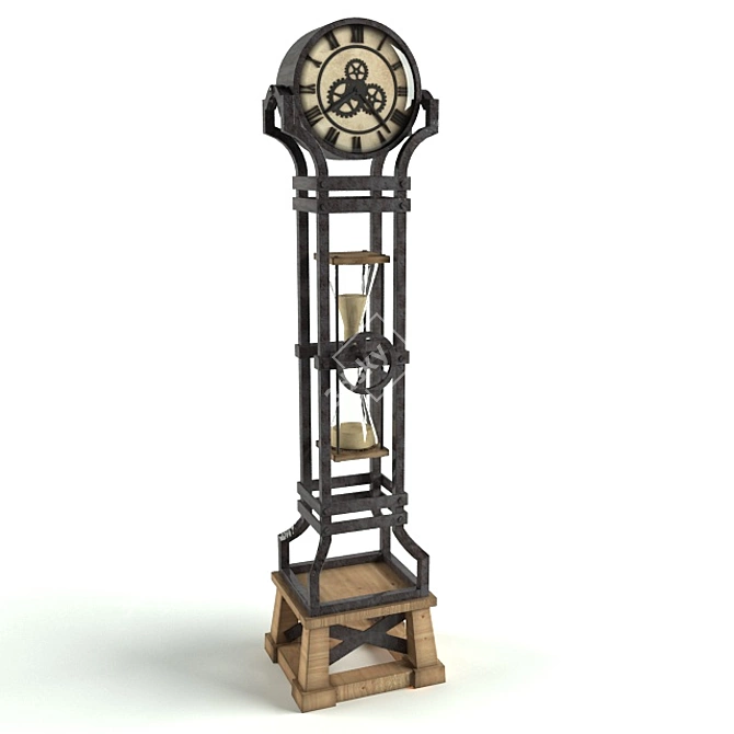 Vintage Hourglass Grandfather Clock 3D model image 1