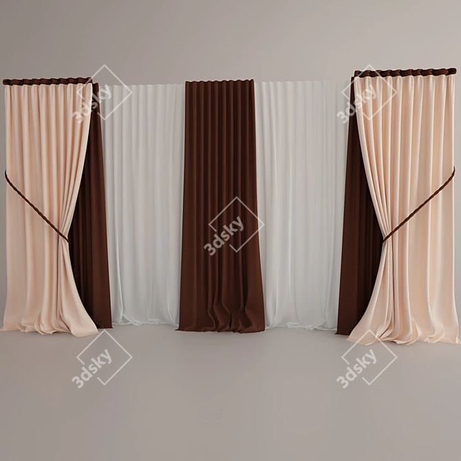 Elegant Drapery Collection 3D model image 1