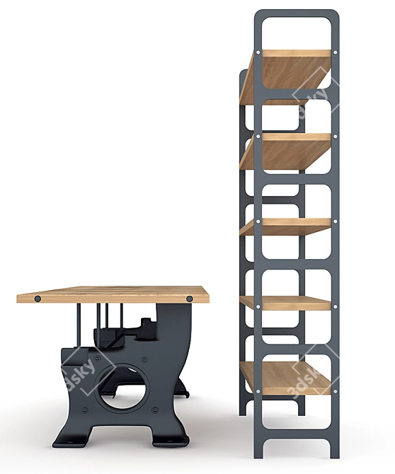 Organize & Style: Industrial Desk & Shelf 3D model image 2