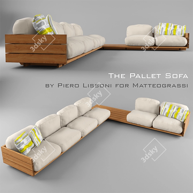 Pallet Sofa: Stylish Outdoor Comfort 3D model image 1