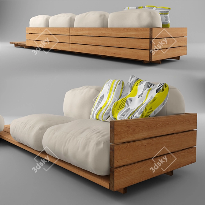 Pallet Sofa: Stylish Outdoor Comfort 3D model image 2