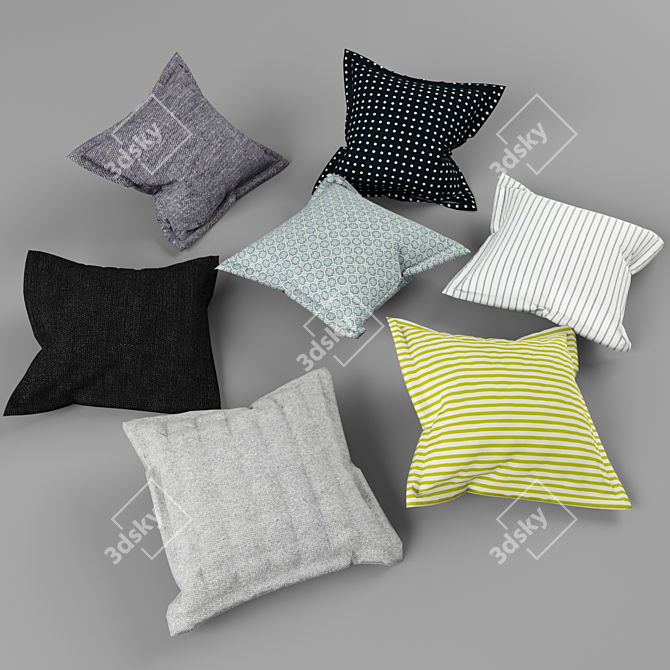 Luxury Cushy Comfort: 500*500mm Pillows 3D model image 1