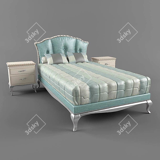 Greca Collection: Frari Bed & Drawer Set 3D model image 1