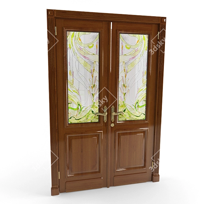 Elegant Stained Glass Door 3D model image 1