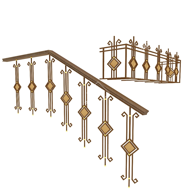 Elegant Railing Flowers 3D model image 1