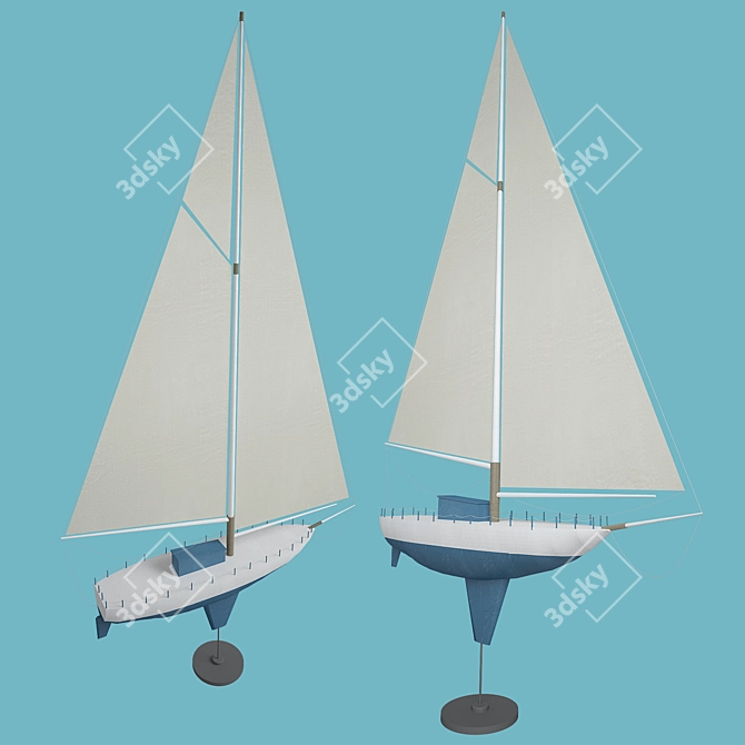 Wooden Toy Boat 3D model image 1