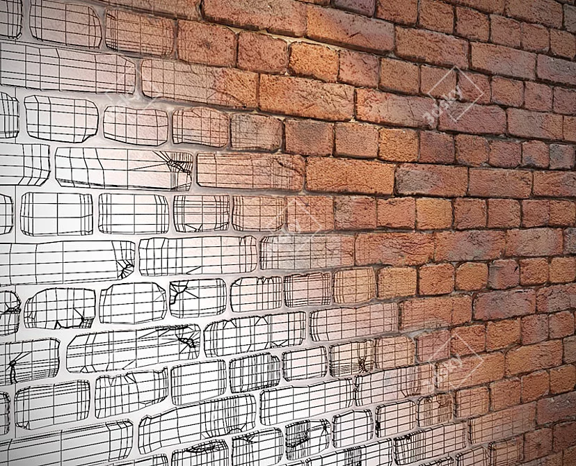 Brick Geometry Wall Tile 3D model image 2