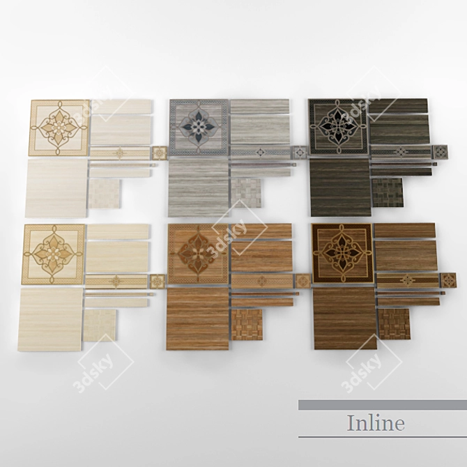 Inline Floor Tiles - 6 Species 3D model image 1