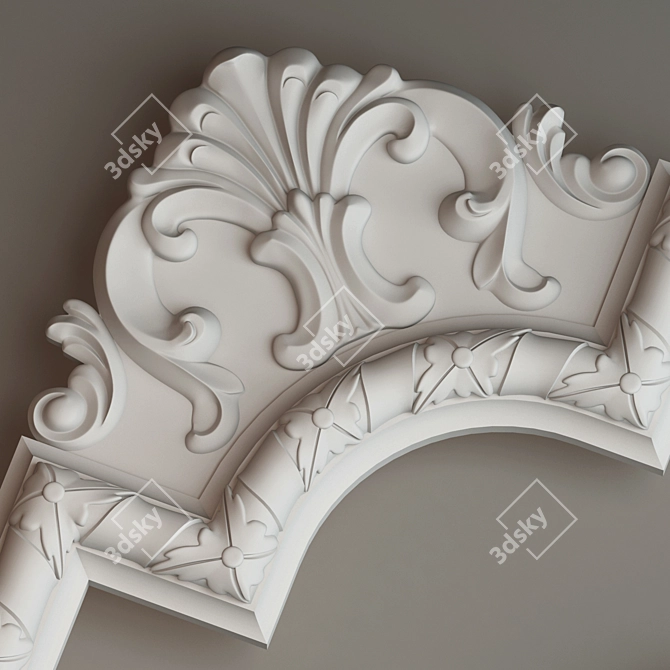 Elegant Corner Pieces for Ceiling Molding 3D model image 2