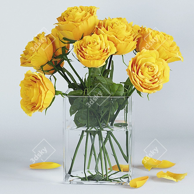 Vibrant Floral Arrangement 3D model image 1