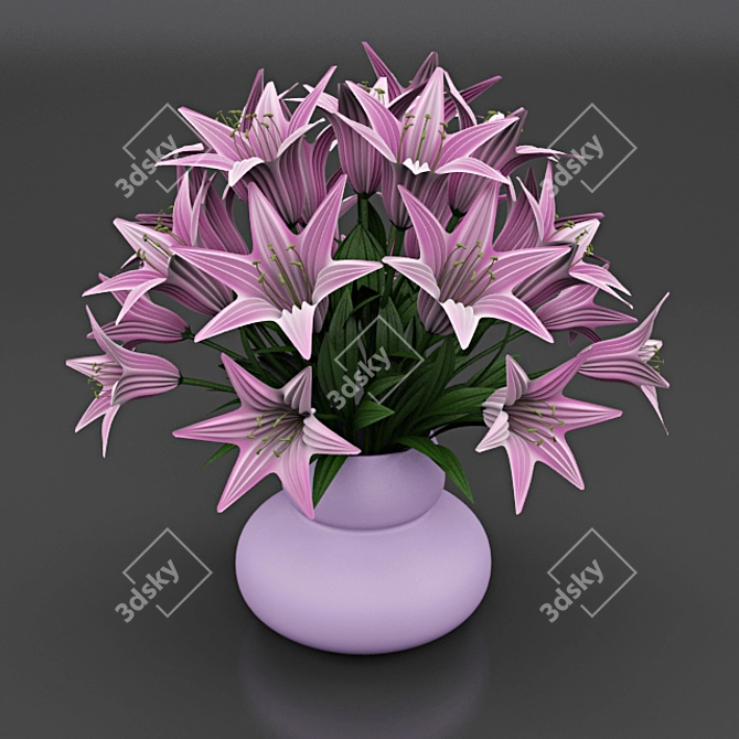 Lily-Like Flower Bouquet 3D model image 1