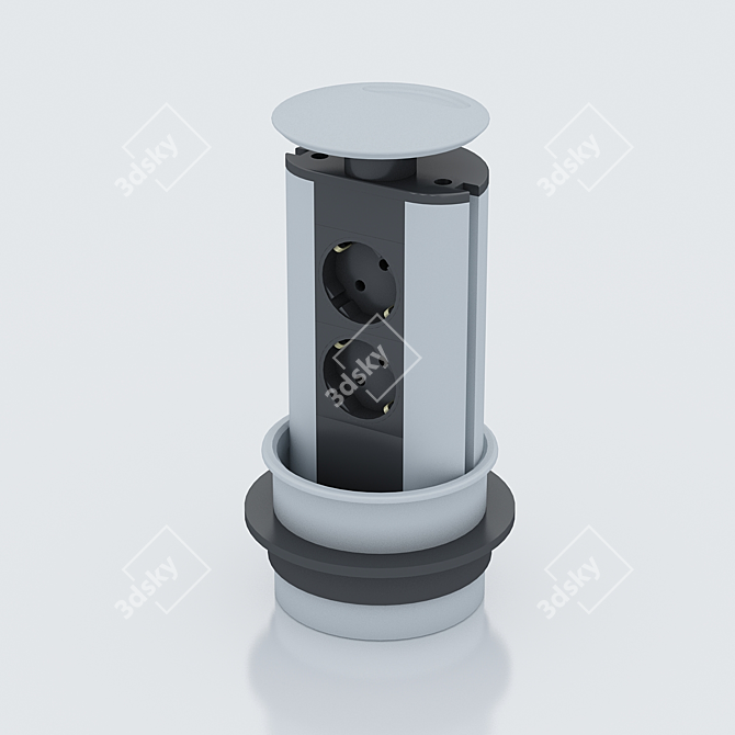 Dual Plug Flush Outlet 3D model image 1