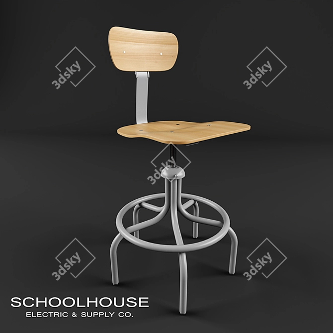 Title: Height-Adjustable Drafting Chair 3D model image 1