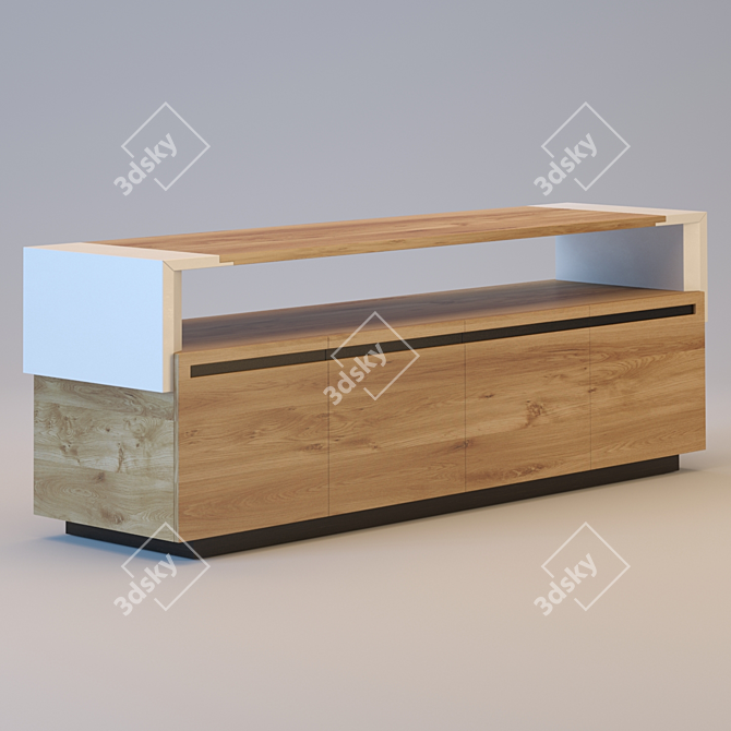 Elegant Tanned Leather Sideboard 3D model image 1