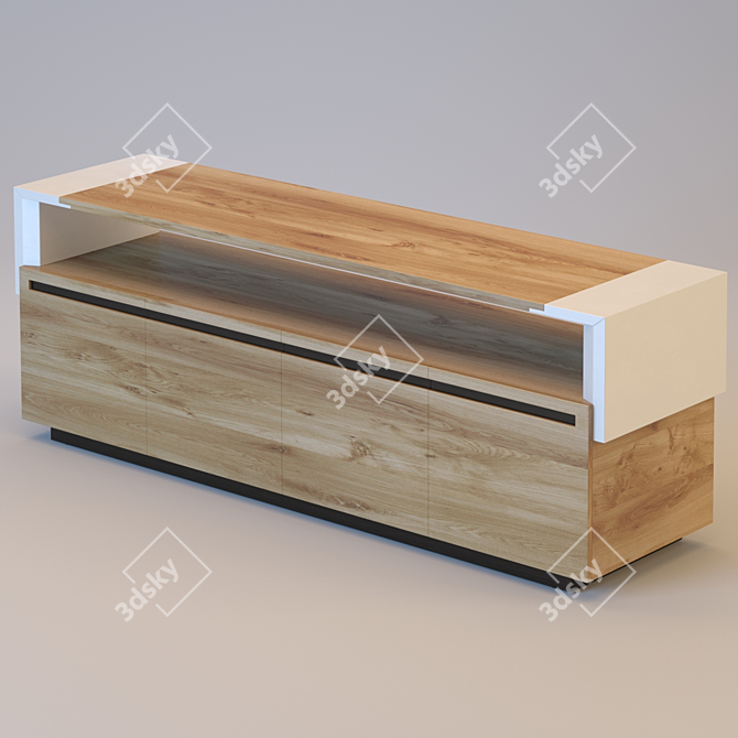 Elegant Tanned Leather Sideboard 3D model image 2