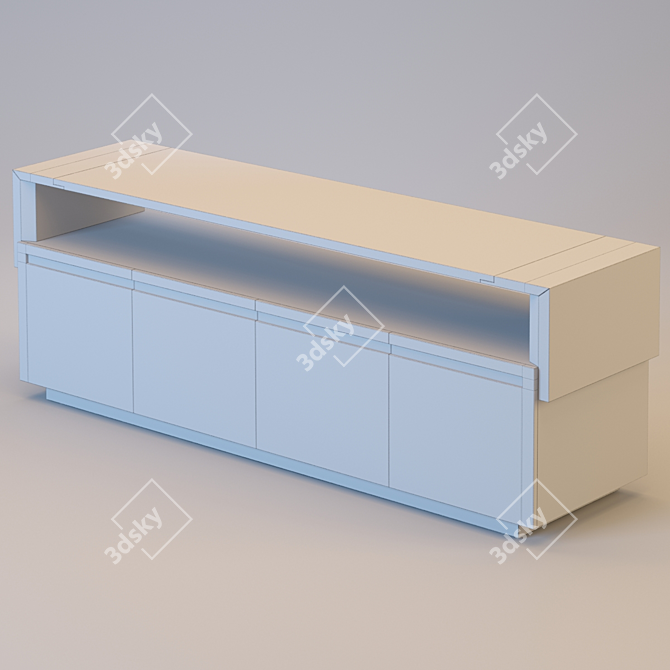 Elegant Tanned Leather Sideboard 3D model image 3