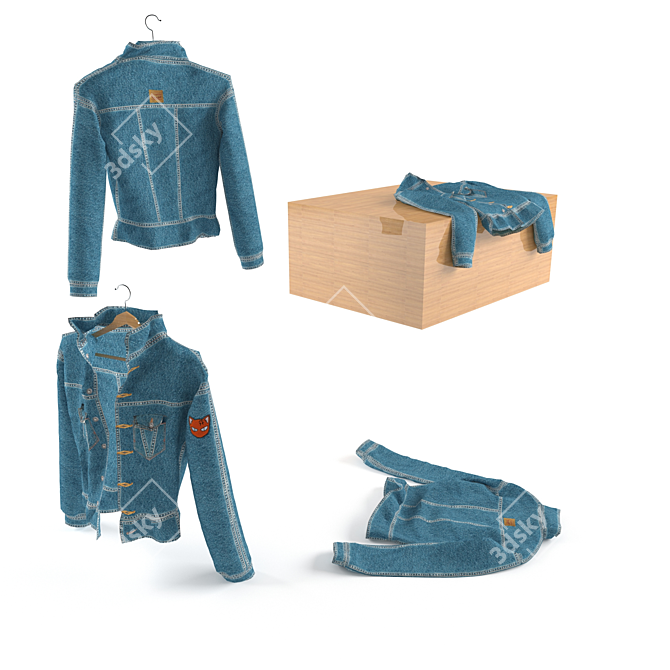 Denim Jacket Collection: 3 Unique Styles 3D model image 1