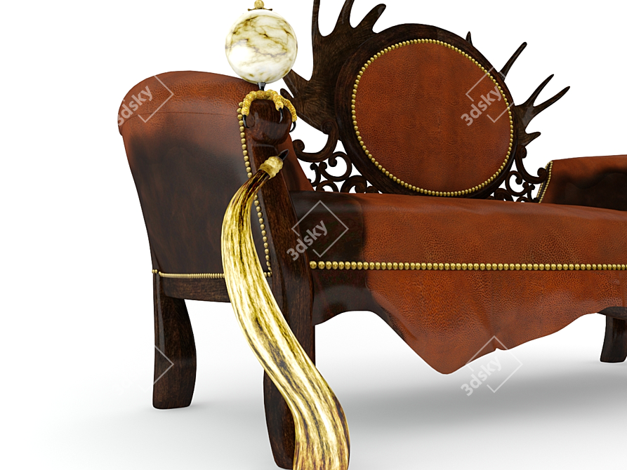 Rustic Handcrafted Leather Sofa 3D model image 2