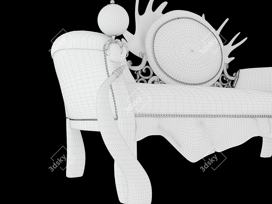 Rustic Handcrafted Leather Sofa 3D model image 3