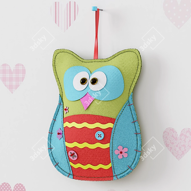 Whimsical Hanging Owl Pillow 3D model image 1