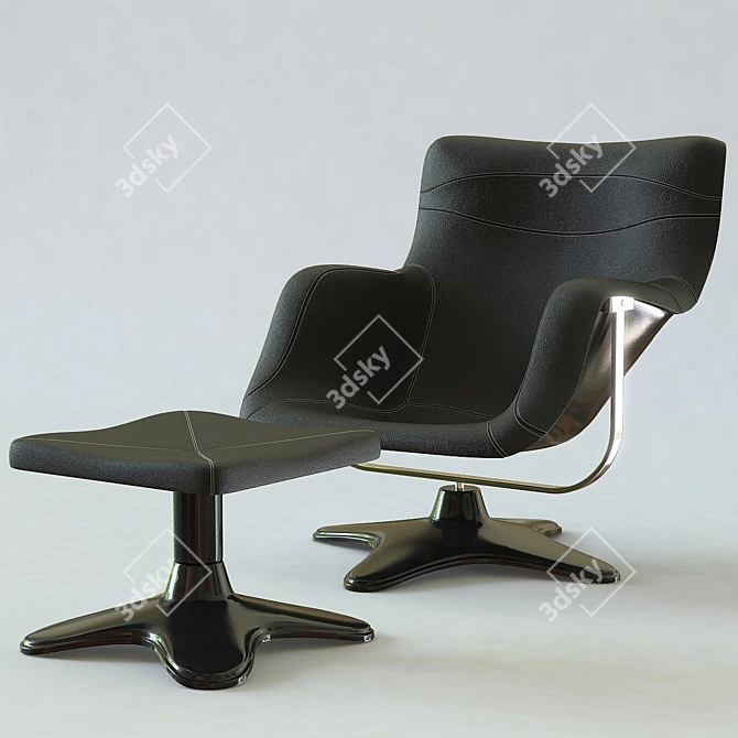 Modern Comfort: Armchair with Ottoman 3D model image 1