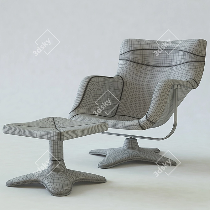 Modern Comfort: Armchair with Ottoman 3D model image 2