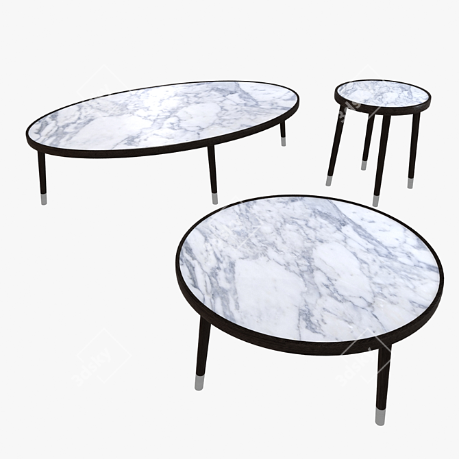 Sleek Coffee Table Set 3D model image 1