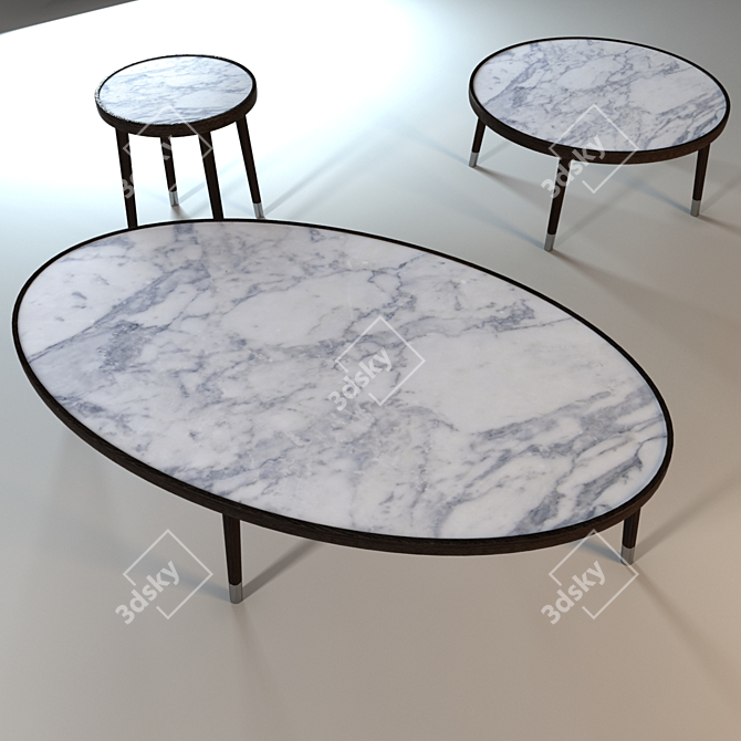 Sleek Coffee Table Set 3D model image 2