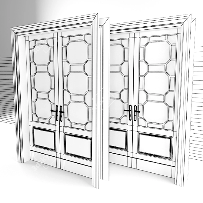 Title: Elegant Glass Panel Door 3D model image 2