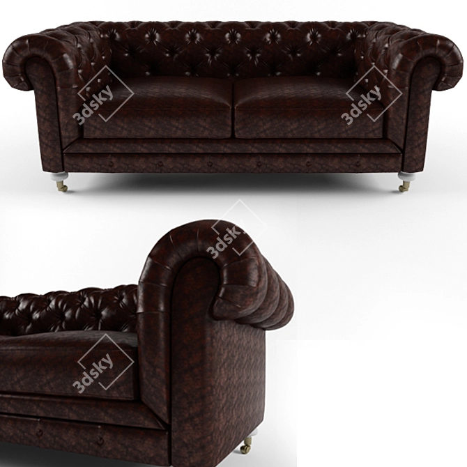 Luxury Leather Office Sofa 3D model image 1