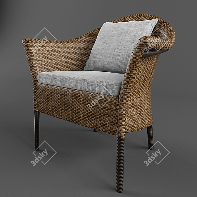 Vintage Wicker Chair 3D model image 1