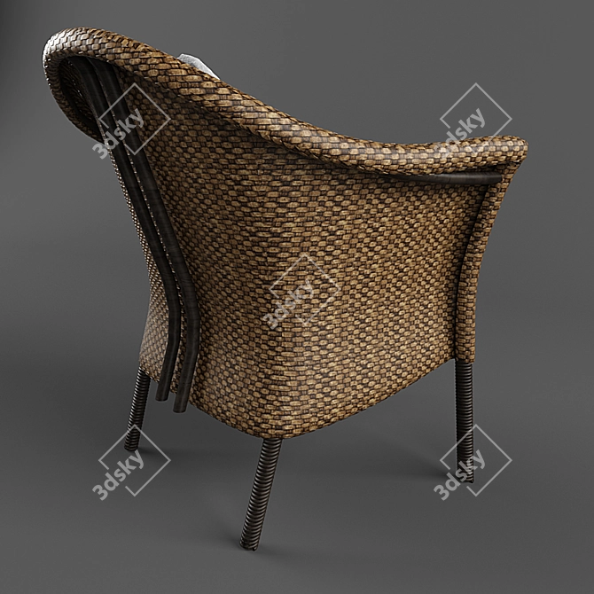 Vintage Wicker Chair 3D model image 2