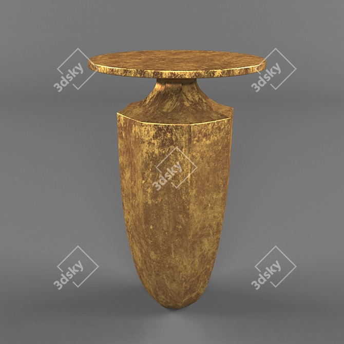 Fluted Brass Modern Side Table 3D model image 1