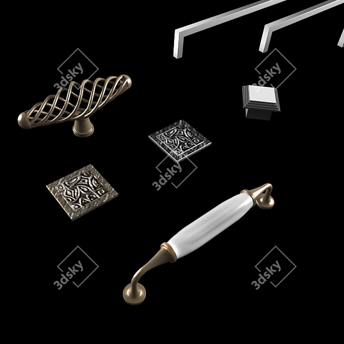 Sleek Cabinet Handles 3D model image 2