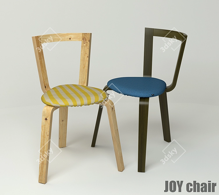 Elegant Oak & Plywood Joy Chair 3D model image 1