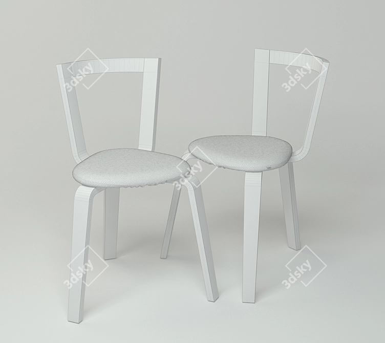 Elegant Oak & Plywood Joy Chair 3D model image 2