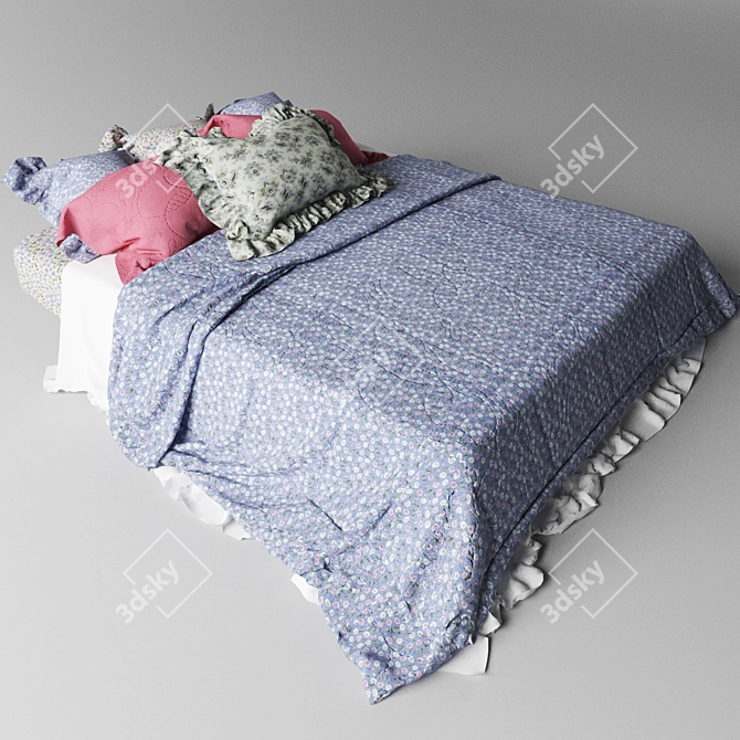 Rustic Village Style Bedding Set 3D model image 1