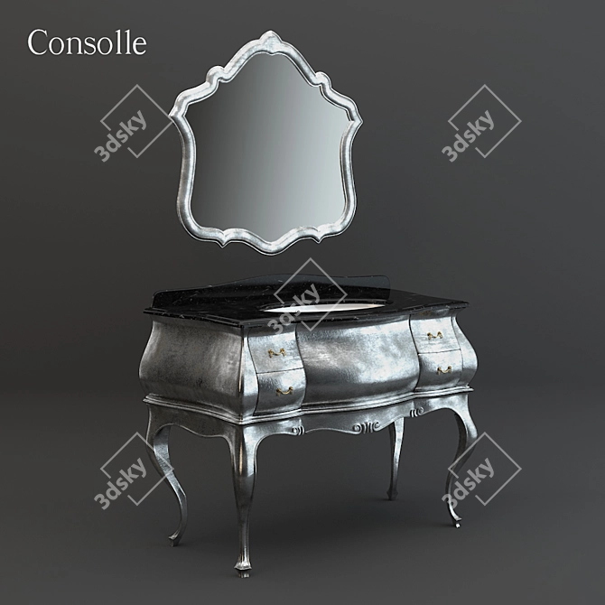 Antique Silver Console Sink 3D model image 1