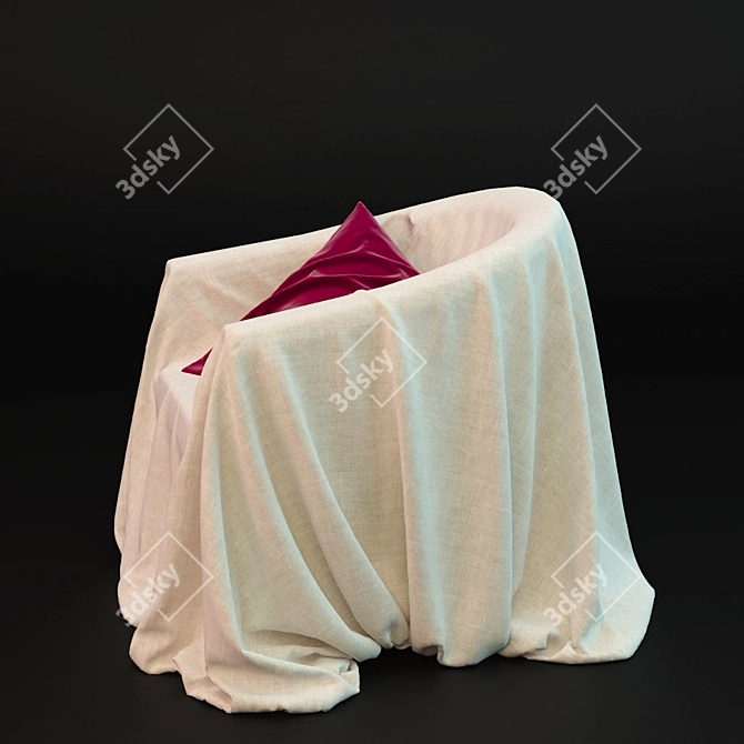 Cozy Fabric Armchair & Velvet Pillow 3D model image 2