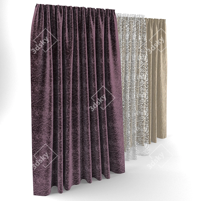 Elegant Window Shade 3D model image 1